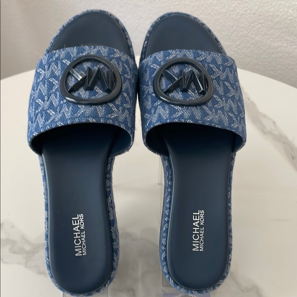 Michael Kors Blue Slide Sandals